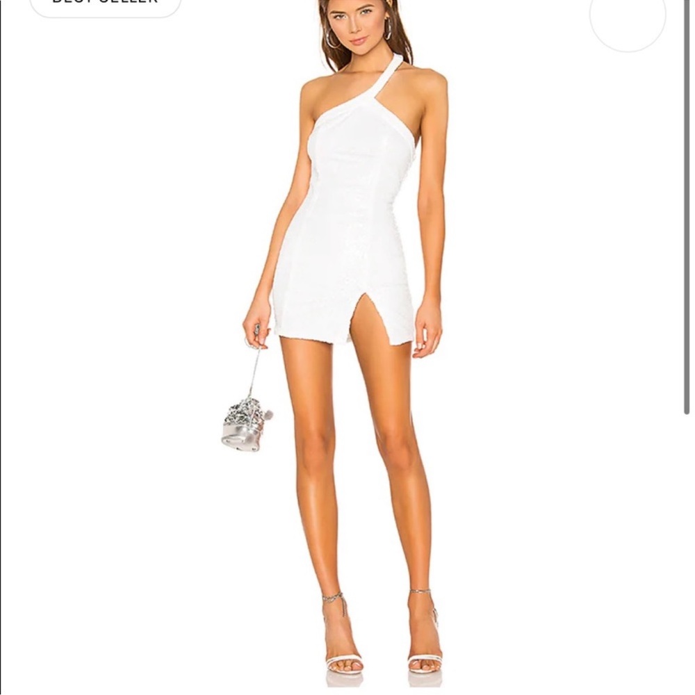 New SUPERDOWN Cicely Mini Dress in White one shoulder - Picture 2 of 9
